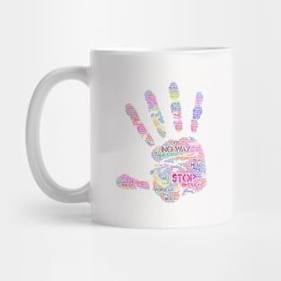 Hand Stop Sign Silhouette Shape Text Word Cloud Mug